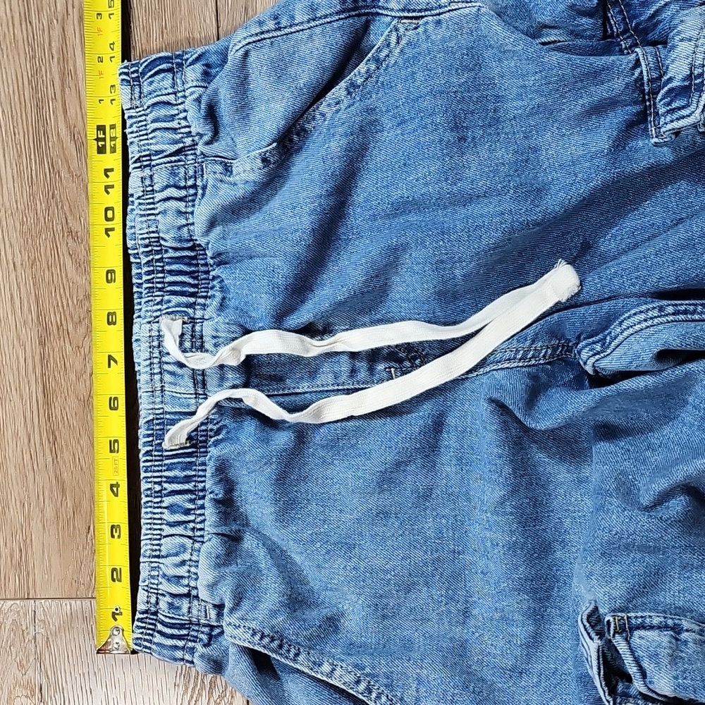 Gap High Rise Wide Leg Elastic Waist Drawstring Pull On Baggy Fit Cargo Jean - Picture 13 of 16